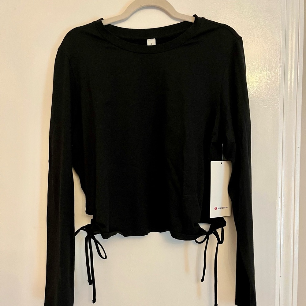 Lululemon Black Long Sleeve Top with Side Ties, Large